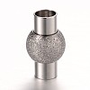 Tarnish Resistant Textured 304 Stainless Steel Column Magnetic Clasps with Glue-in Ends STAS-I045-11P-1