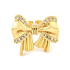 Brass Micro Pave Clear Cubic Zirconia Bowknot Open Cuff Ring for Women RJEW-M173-04A-G-2