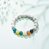 Synthetic Howlite & Weathered Agate(Dyed) Round Beaded Stretch Bracelet BJEW-JB08399-01-2