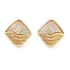 Brass Micro Pave Clear Cubic Zirconia Stud Earrings for Women EJEW-F346-02G-1