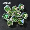10Pcs Two Tone UV Plating Rainbow Iridescent Acrylic Beads TACR-YW0002-33D-1