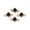 Brass Pave Glass Rhombus Links Connector Charms GLAA-Q088-001H-1