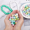140Pcs 7 Colors Spray Painted Wood European Beads WOOD-GL0001-18-3