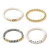 4Pcs 4 Style Polymer Clay Heishi Beaded Stretch Bracelets Set with Synthetic Hematite BJEW-JB07592-4