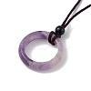 Natural Mixed Gemstone Ring Pendant Necklace with Nylon Cord for Women NJEW-F306-02-2