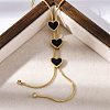 Triple Heart 304 Stainless Steel & Black Plastic Y Necklaces for Women NJEW-U032-13G-02-2