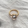 Square 304 Stainless Steel with Glass Finger Rings FS-WG8AAFA-13-1