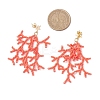 Star with Coral Handmade Glass Seed Beads Tassel Stud Earrings EJEW-MZ00472-6