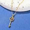 Brass Micro Pave Cubic Zirconia Heart Key Pendant Necklaces for Women NJEW-R027-03G-02-1