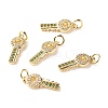 Brass Micro Pave Green & Clear Cubic Zirconia Pendants ZIRC-P094-02G-RS-1