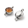304 Stainless Steel Pave K9 Glass Flat Round Connector Charms STAS-Z115-03P-2