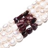 Natural Tourmaline Nuggets & Natural Cultured Freshwater Pearl Beads Strands PEAR-N023-01A-11-2