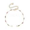 Handmade 3MM Faceted Round Gemstone Beads & 316 Stainless Steel Round Link Chain Bracelet Making AJEW-JB01553-2