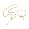 Oval Natural Cultured Freshwater Pearl Pendant Necklaces & Bracelets Jewelry Sets SJEW-JS01300-1