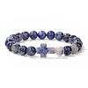 Natural Sodalite Round Beads Stretch Bracelets LS-YG0612-4-1