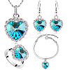 Heart Alloy with Crystal Pendant Necklace & Dangle Earring & Charm Bracelet & Ring FS-WGCCC64-01-2