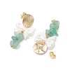 Natural Green Aventurine Chip & Bowknot ABS Imitation Pearl Dangle Earrings EJEW-JE05894-4