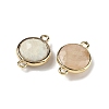 Brass Pave Natural Mixed Stone Faceted Flat Round Connector Charms G-U028-04G-3