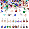 100Pcs 10 Colors Baking Paint Glass Pendants PALLOY-TAC0205-1