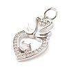 Brass Micro Pave Clear Cubic Zirconia Pendants ZIRC-P094-07P-RS-2