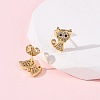Brass Micro Pave Cubic Zirconia Cat Shape Stud Earrings EJEW-K267-30G-3