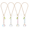 Teardrop Glass & Acrylic Flower Car Mirror Pendant Decorations HJEW-DR00051-1
