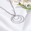 1Pc Alloy 3 Rings Pendant Long Necklaces for Women NJEW-LP0002-93-3