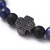 Natural Lapis Lazuli(Dyed) Beaded Stretch Bracelets BJEW-JB05026-02-2