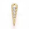 Brass Micro Pave Clear Cubic Zirconia Pendants KK-T075-37G-1