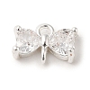 Brass Pave Clear Cubic Zirconia Bowknot Links Connector Charms LS-KK-K371-07S-1
