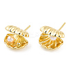 Natural Pearl Shell/Scallop Shape Stud Earrings with 925 Sterling Silver Pins EJEW-T019-07G-3