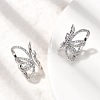 Brass Micro Pave Clear Cubic Zirconia Butterfly Cuff Earrings EJEW-P322-16P-3