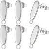 50Pcs Oval 304 Stainless Steel Stud Earring Findings STAS-BBC0004-25-1