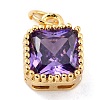 Real 18K Gold Plated Brass Inlaid Cubic Zirconia Charms ZIRC-L100-073G-05-2