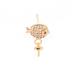 Brass Micro Pave Clear Cubic Zirconia Earring Findings KK-T062-216G-NF-3