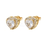 Brass Micro Pave Clear Cubic Zirconia Stud Earrings EJEW-Z128-01G-02-2