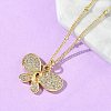 Brass Micro Pave Clear Cubic Zirconia Pendant Necklaces NJEW-D306-01G-A-4