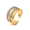 Brass Micro Pave Cubic Zirconia Cuff Rings for Women RJEW-G325-11D-GP-1