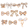 10Pcs 10 Styles Bowknot Shape Alloy ABS Plastic Pearl & Rhinestone Brooches for Backpack Clothes JEWB-GA0001-42-1