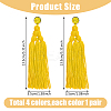 4 Pairs 4 Colors Polyester Tassels Earrings with Seed Beaded EJEW-FI0002-96-2