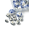 30Pcs 3 Styles Floral Printed Porcelain Beads PORC-FS0001-05-3