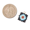 Handmade Glass Seed Beaded  Window Lattice Pattern Shape Pendants PALLOY-MZ00929-03-2