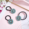 3Pcs Alloy & Resin Imitation Synthetic Turquoise Hair Ties OHAR-CY0001-10B-3