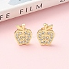 Apple Brass Micro Pave Clear Cubic Zirconia Stud Earrings EJEW-Z144-24G-1