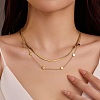 304 Stainless Steel Square Double Layered Necklaces for Women NJEW-U031-06G-3