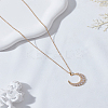 1PC Stainless Steel Pave Clear Cubic Zirconia New Moon Pendant Necklaces NJEW-LP0009-53-3