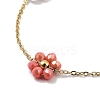 Glass and ABS Plastic Flower Link Chain Necklaces NJEW-H041-05G-01-2