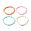 4Pcs 4 Colors Hanamade Polymer Clay Heishi Surfer Stretch Bracelets Set BJEW-JB07716-2