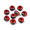 Flower Printed Opaque Acrylic Rondelle Beads SACR-S305-27-H01-1
