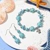 Starfish & Tortoise Synthetic Turquoise Beaded Stretch Bracelets & Dangle Earrings Kits SJEW-JS01311-02-1